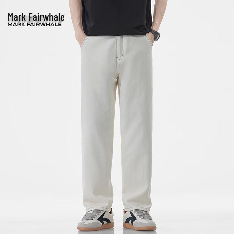 Mark Fairwhale Men's White Straight Loose Jeans