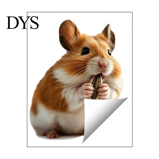Cute Hamster Static Window Clings Realistic Cling Sticker, Sunflower Daisy Decal, Removable No-Adhesive Creative Gifts for Lovers Vinyl Art,