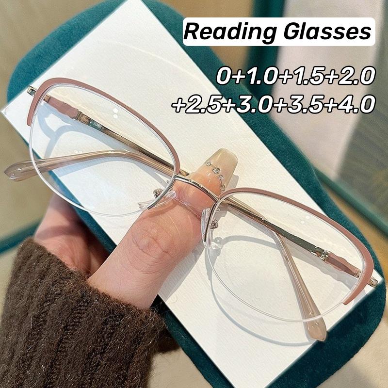 Metal Frame Cat Eye Reading Glasses Woman Anti Blue Light Computer Office Goggles Fashionable Versatile Women's Eyepieces