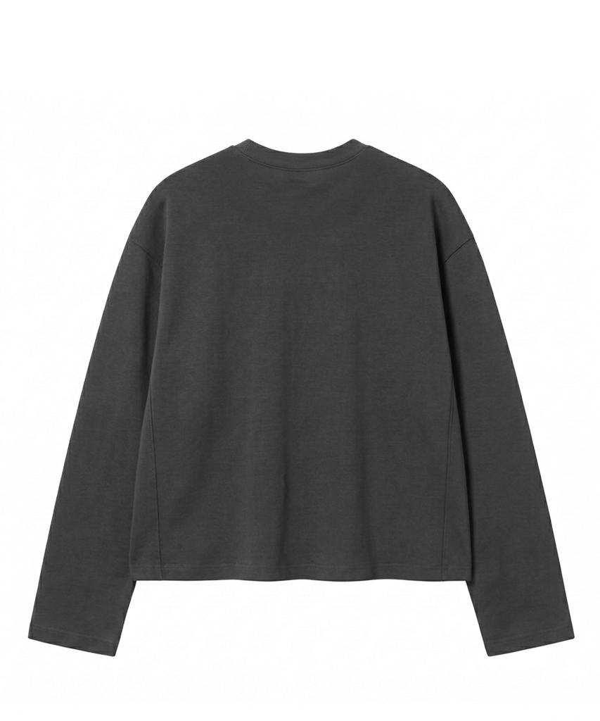 Noming Loose Fit Cropped Easy Long Sleeve - Charcoal