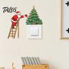 Waterproof Christmas Decorations Light Switch Sticker, Santa Claus Climbing Ladder Cover Funny Removable PVC Glass Stickers Peel & Stick Wall