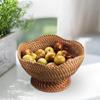 Medium Size Rattan Woven Basket Fruit Plate Small Round Basket For Potato ganizer Wallet Entryway Kitchen Dining Bar Snack
