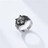 Nordic Retro Celtic Wolf Head Men's Open Ring in Thai Silver