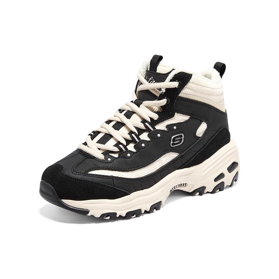 Skechers D'Lites 1.0 Textile, Synthetic Leather, Split Cow Leather Cushioning Abrasion Resistant Breathable Thermal 167570-BKNT