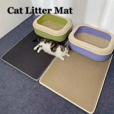 Tapis de litière pour chat Double couche EVA tapis de toilette imperméable pour chat bac à litière bacs à sable pour tapis de litière pour chat accessoires de bac à litière pour chat