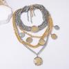 Personality Trend Ladies Geometric Badge Pendant Multi-Layer Chain Necklace Set Hip Hop Punk Style Pendant