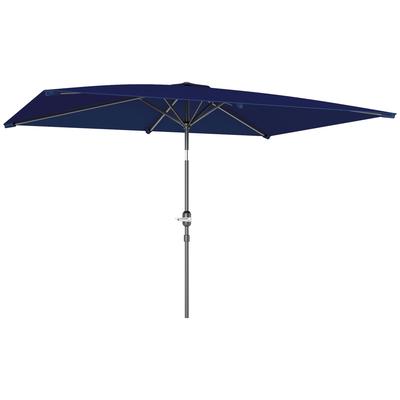 Aluminium Parasol 198x294x255 Rectangular Garden Parasol Tiltable with Crank and Removable Pole Navy Blue