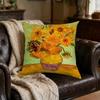 1Pc Vintage Van Gogh Sunflowers Cushion Cover Yellow Green Soft Breathable for Sofa Bed Living Room