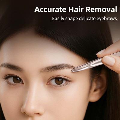 Tainless Steel Precision Tweezers for Eyebrow Eyelashes Beard & Mustache - High-Accuracy Round Head, Seamless Clamping