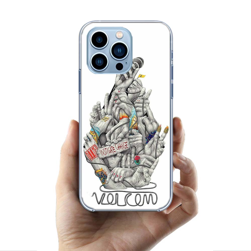 Volcom Logo Phone Case For iPhone 16 15 17 Pro Max 17Air 16E 14 Plus 13 12 Mini 11 Pro X XS XR Apple Clear Cover TPU Cute