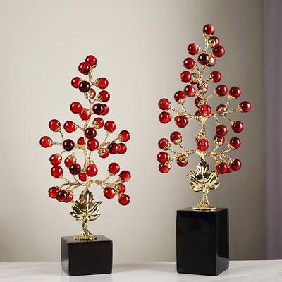 Crystal Sculpture Colored Grape Vine Metal Handicraft Artificial Plant Sculpture Metal Figurine Home Decoration Accessories