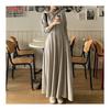 Women's Korean Fashion Sweat Dress A-Line Flare Dress Long Dress Long Sleeve Plain Hooded 2type Cotton Blend Stretchy Slim Easy Feminine Casual Going