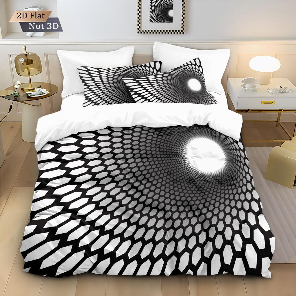 2/3pcs Bedding Set Digital Print Comfortable Duvet Cover for Home Bedroom Decoration, 1 Duvet Cover and 2pillowcase with Zippers
