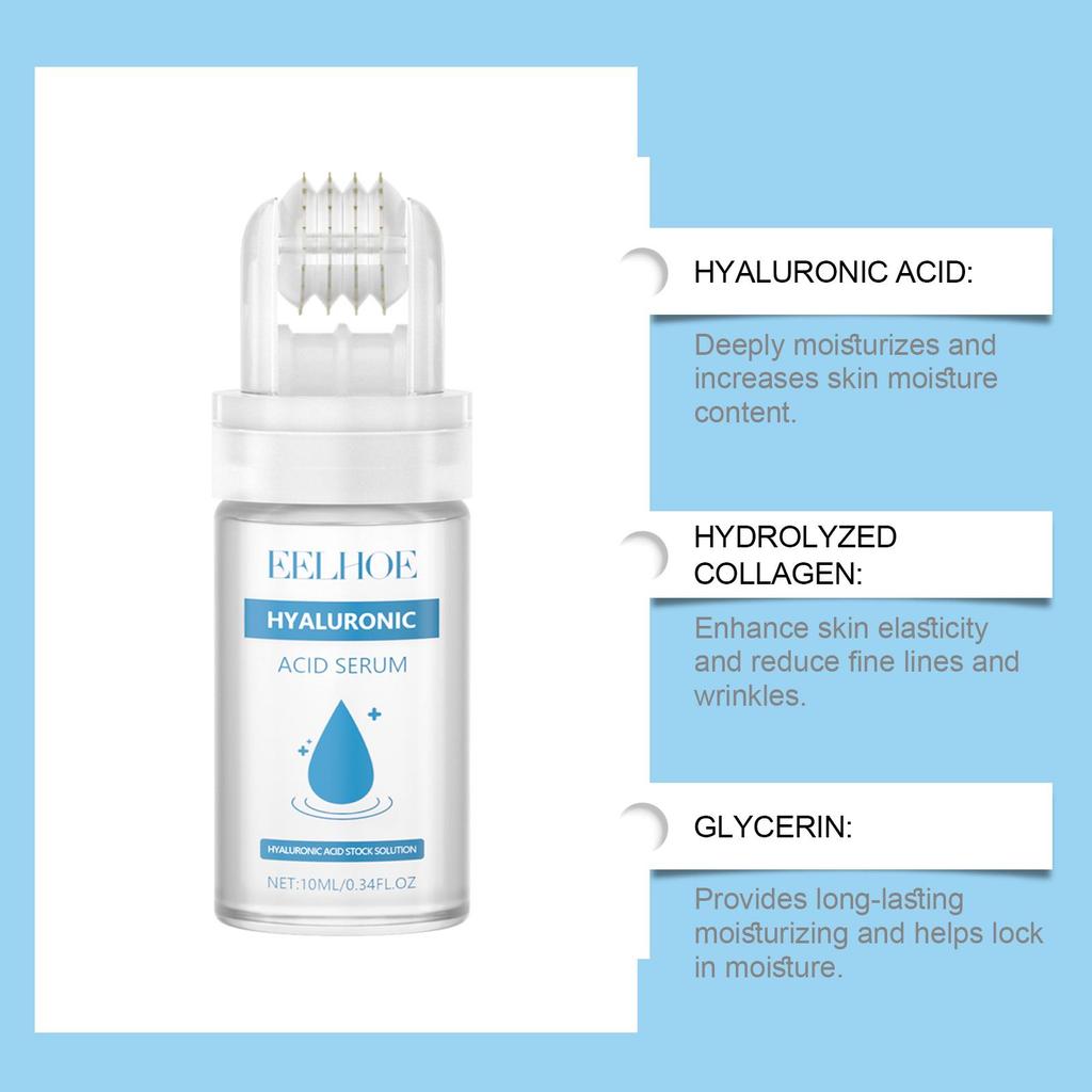 Hyaluronic Acid Roller Serum, Hydrating Collagen Facial Serum for Firming & Smoothing Skin