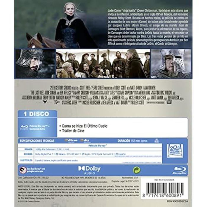 Blu-ray - alq - el dernier duel - import - région b - film historique