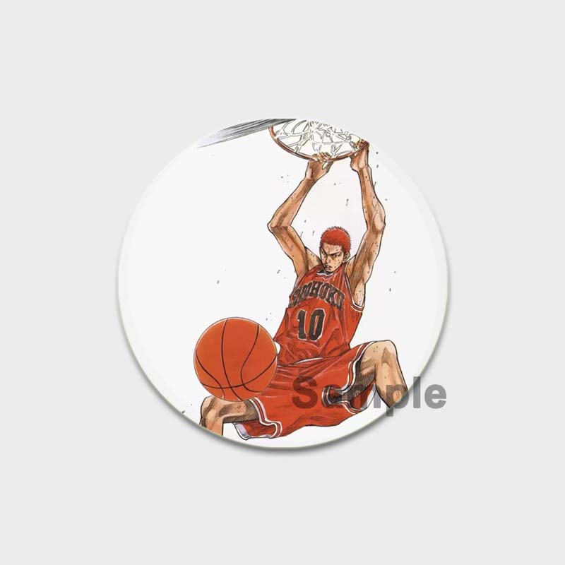 32/44/58MM Handmade Anime Lapel Pins, Kaede, Rukawa, Ryota, Miyagi, Hisashi, Mitsui, Kawaii, Figure Brooches for Bag Clothes