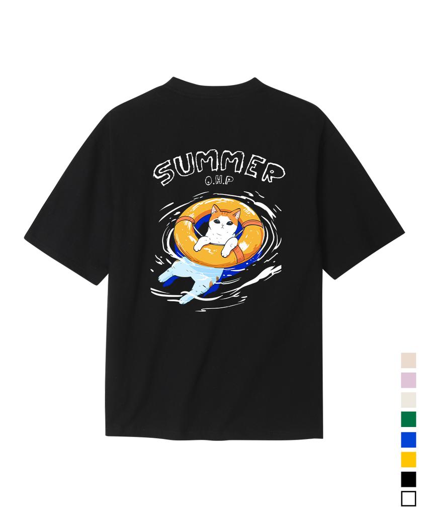 OHP Ohpxharmonia Bwater Play Cat Semi-Oversized Short Sleeve Tee (B Type)