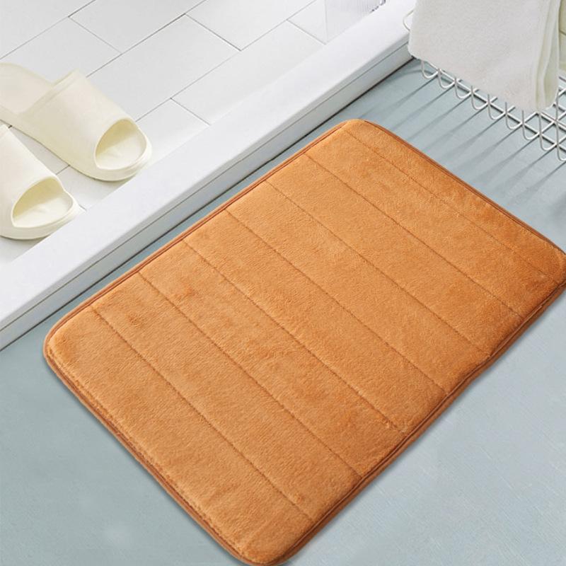 Solid Color Kitchen Bathroom Thick Coral Fleece Floor Mat