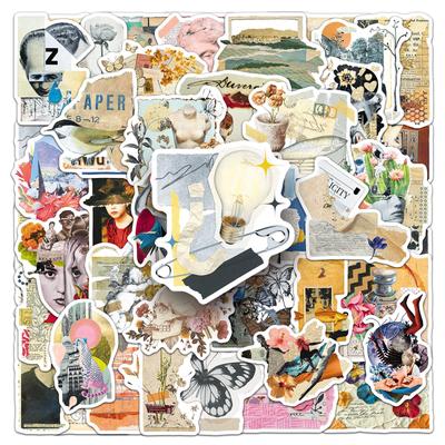 50 Vintage Newspaper Collage Stickers: Waterproof, Artistic DIY Decor for Journals & Computers