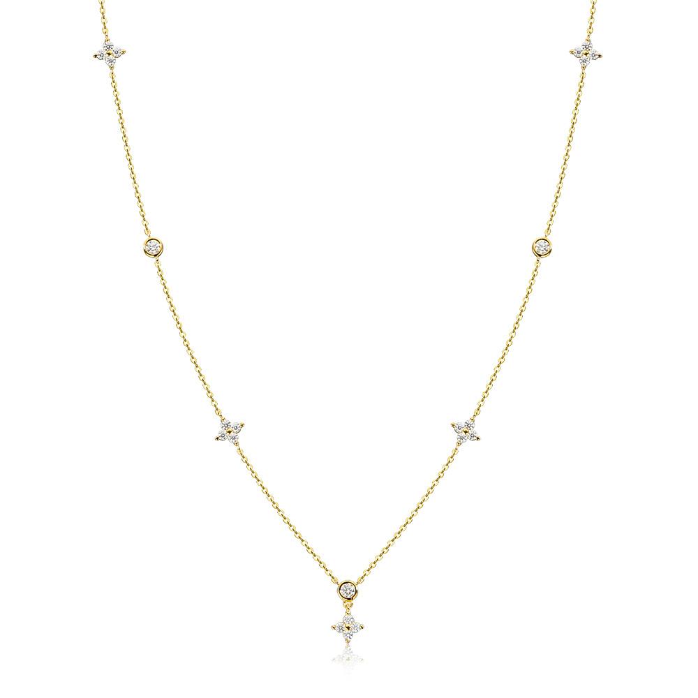 

KNOBSPIN Moissanite Necklaces for Women Four Leaf Clover Diamond Pendant s925 Silver 18k Dainty Daily Necklace Jewelry 45cm&zircon(without GRA)