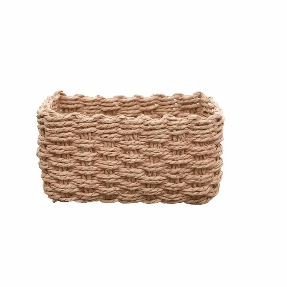 Handwoven Storage Basket Versatile Storage Box Durable Storage Bins  Home Organizer Beige-20*14*10cm