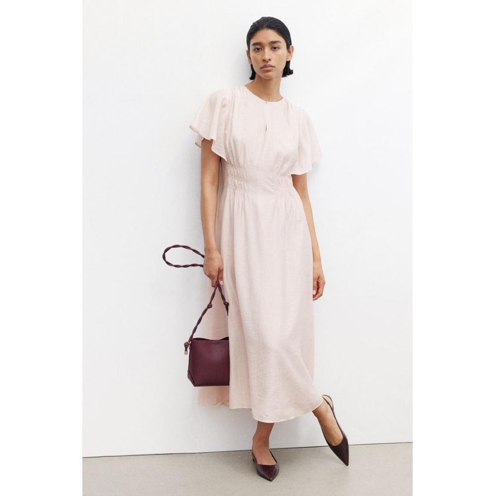 

H M Smoking Detail Long Dress Light Pink