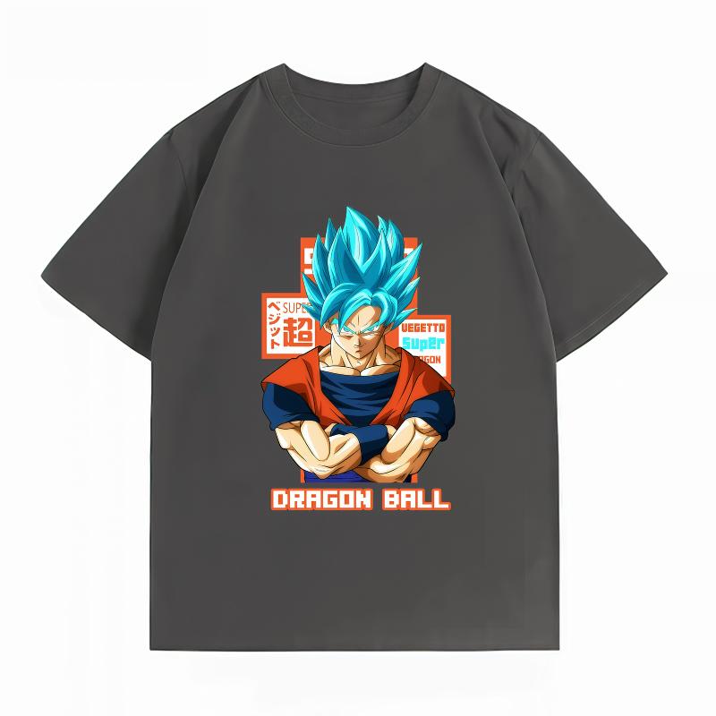 Unisexs Clothing New 100 Cotton Breathable Summer TShirt Dragon Ball Goku Blue Print Casual Streetwear Unisexs Tops