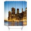 New York City Skyline Building Night View Shower Curtain Modern Bathroom Curtain Polyester Fabric Bath Curtain With Hooks