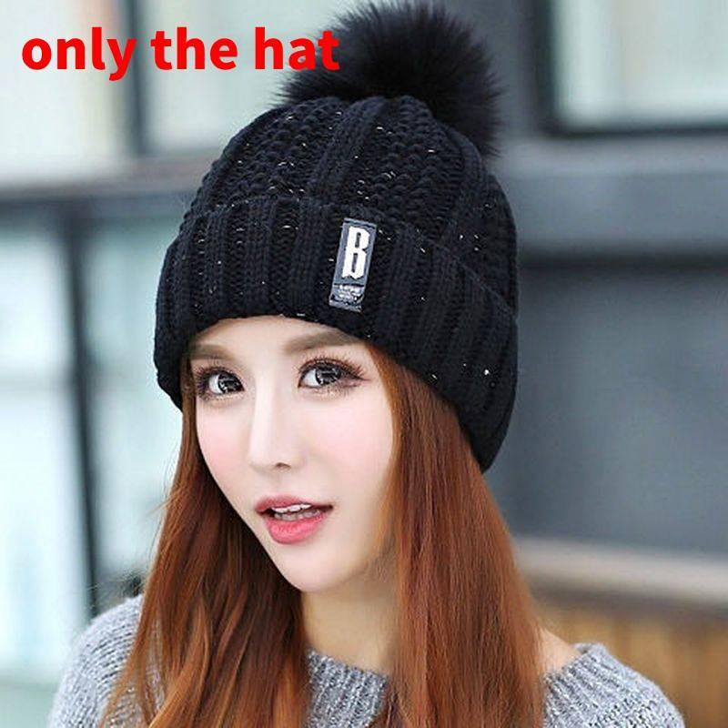 Knitted Winter Hat With Plush Balls And Letter Decorations For Outdoor Daily Use