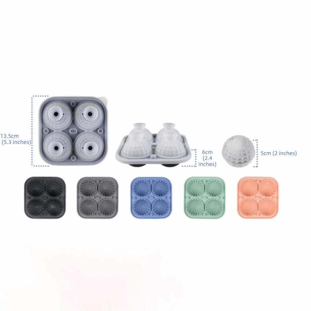 Spherical Silicone Ice Cube Tray Large Size with Lid Ice Ball Mold Round Shape 3D Sphere Ice Mold Kitchen Cocktail Drink