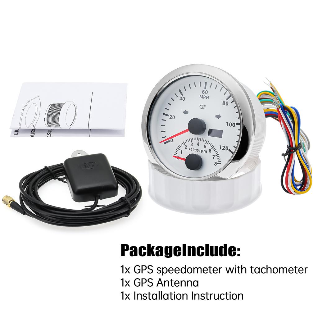 85mm Digital GPS Speedometer Tachometer With Red Backlight For Car Truck Marine Boat Speed Meter Gauge With Turn Signal 12V 24V