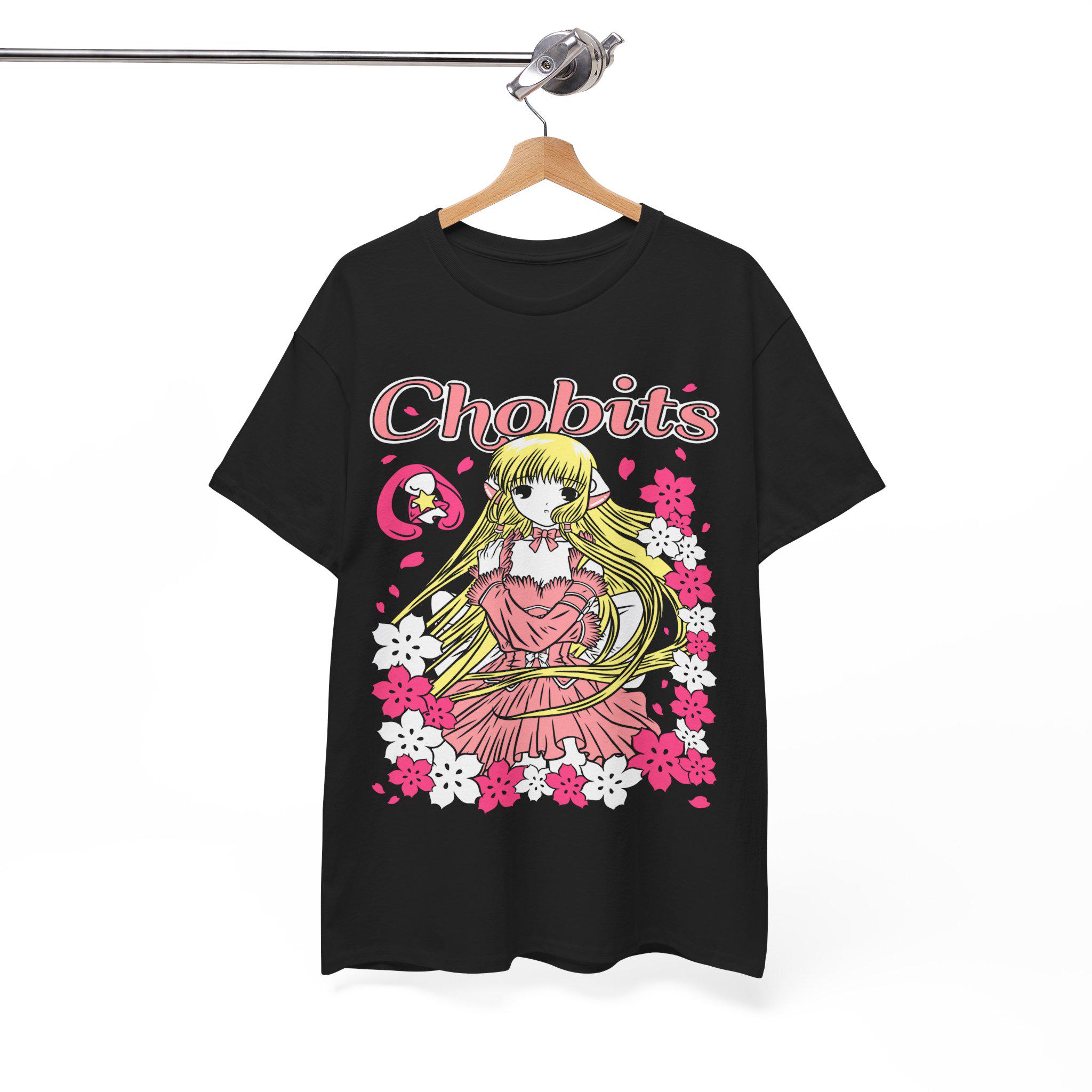 Футболка Chobits Chi с аниме-принтом в ретро-стиле, мужская и женская, летняя, хлопковая, свободная и модная, с круглым вырезом, с коротким рукавом S