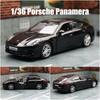 1/36 Scale Porsche Panamera Turbo Toy Car Model for Children 5'' RMZ CiTY Diecast Miniature Pull Back Collection Gift for Kid Boy