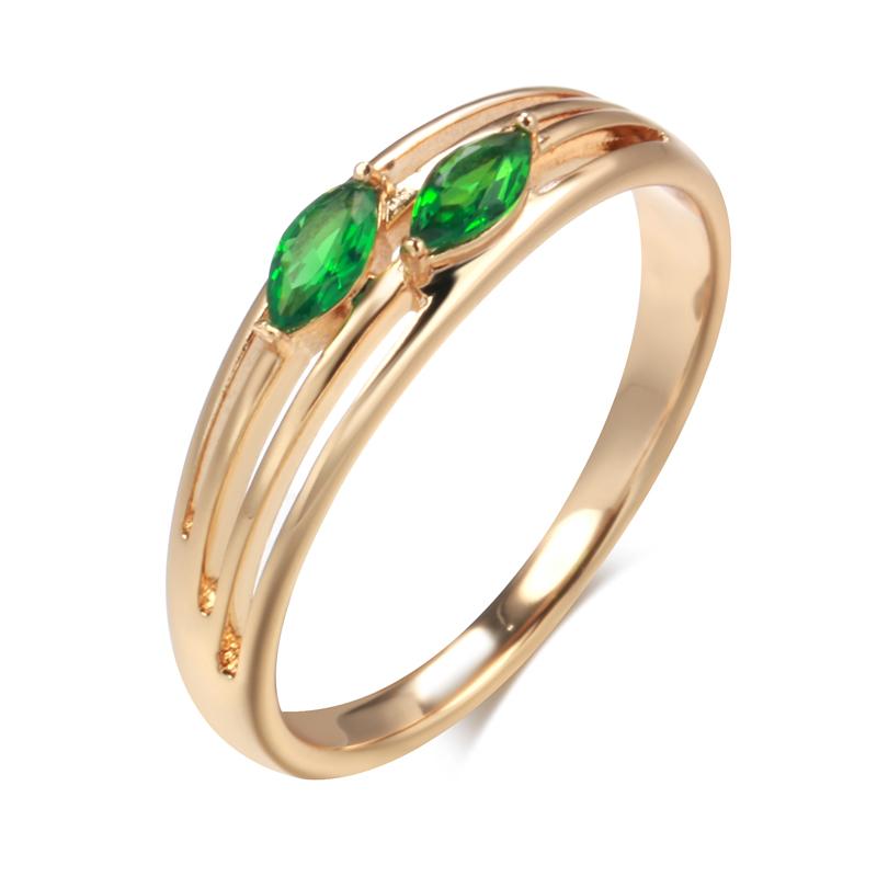 Kinel Shiny Green Zircon Leaf Rings For Women Trendy Luksus Smykker
