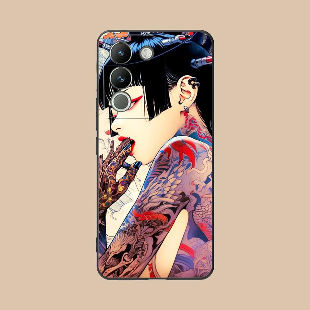 Modne etui na telefon komórkowy z tatuażem dla dziewczyny do VIVO V60 V50 V40 V30 V29 V27 V25 V23 Pro Lite 5G Kolorowy nadruk Pokrowiec Luksusowy
