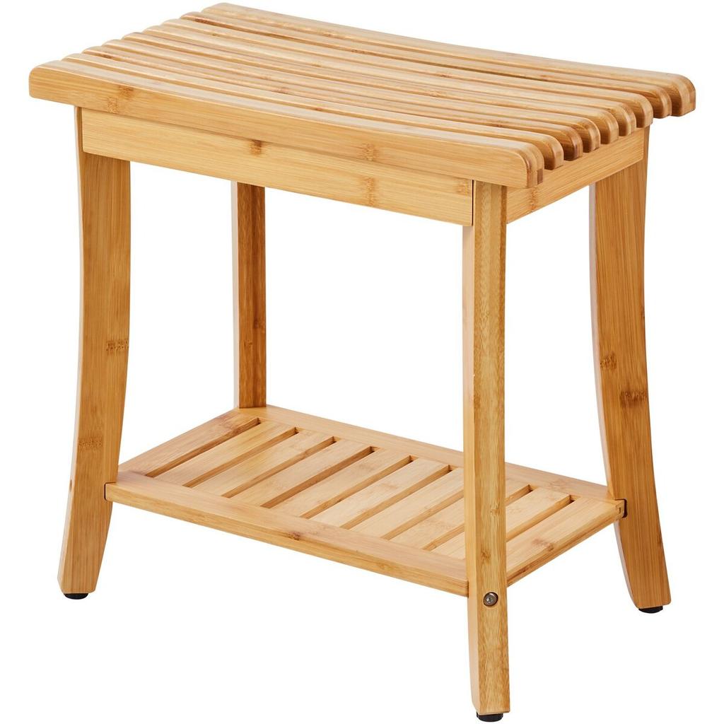 Bamboo Shower Bench 19.1 X 11.3 X 18.3 In Shower Stool Chair for Bathroom