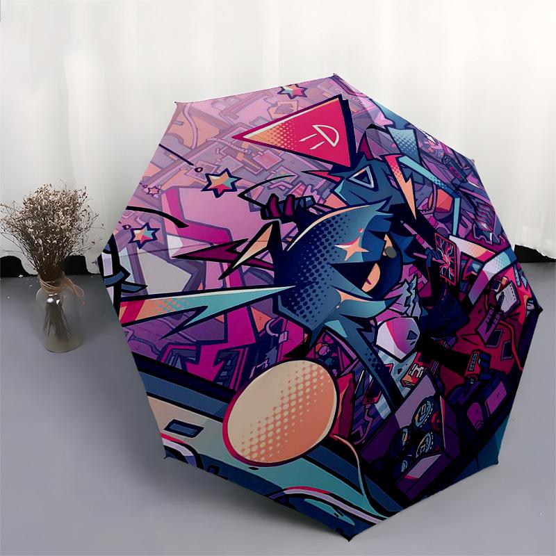 1pc Deltarune Outdoor Umbrella - Automatic Opening/Closing, Portable 3-Fold Design, 8-Bone Iron Frame, Perfect Gift for Fans, Travelers, Everyday Use,