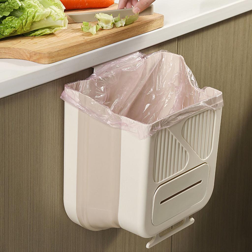 7L Compact Travel Trash Can Space-Saving Wall-Mounted Garbage Can Plastic for Countertop Under Sink Bathroom Cabinet and RV