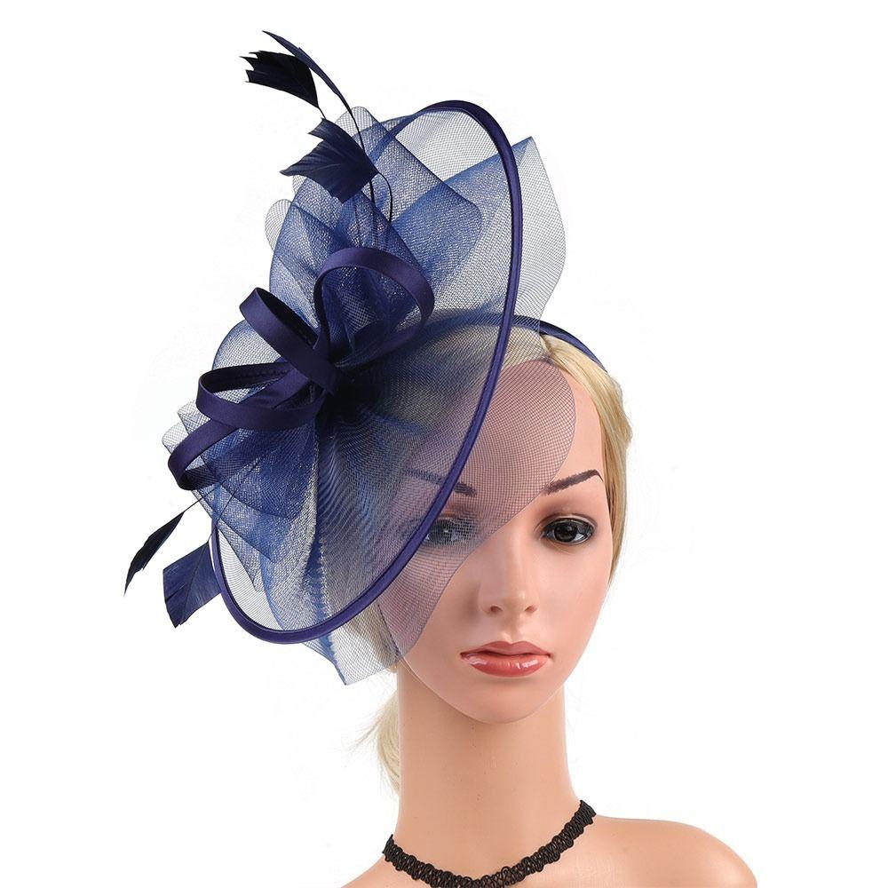 Mesh Fascinators Hats Feather Hair Clip Vintage Tea Party Hats