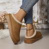 Fashion Women's Winter Thickened Lined Warm Snow Boots Indoor Comfortable Cotton Slippers Round Toe Flat Shoes for Women