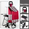 Three-Wheeled Foldable Shopping Cart with Chair, Stair-Climbing Handcart for Elderly, Ideal for Supermarket and Vegetables.