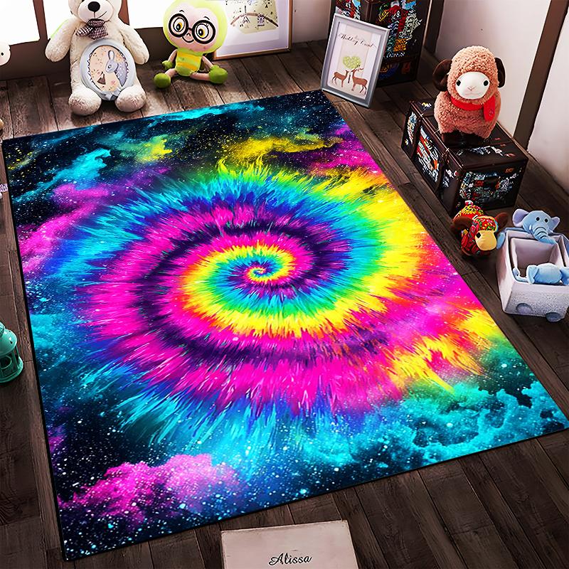 Colorful Galaxy Spiral Tie-Dye Carpet for Living Room Decoration Suitable for Use As an Anti-slip for Living Room Bedroom Sofas