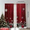 2D platte print 2 stuks Kerstgordijnen Feestelijke sneeuwvlokken en dennentakken Duurzame 100% polyester stof Zonder elektriciteit