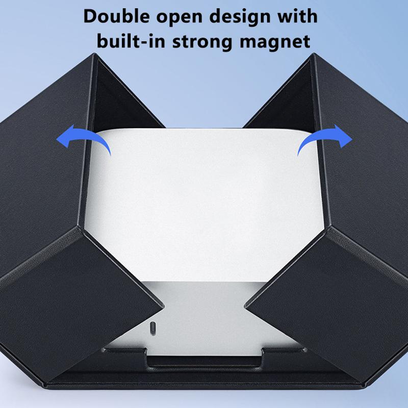 Pu Leather Computer Protective Case With Cover And Storage Pocket Mini Pc Holder Stand Bracket For Mac Mini M4 2024