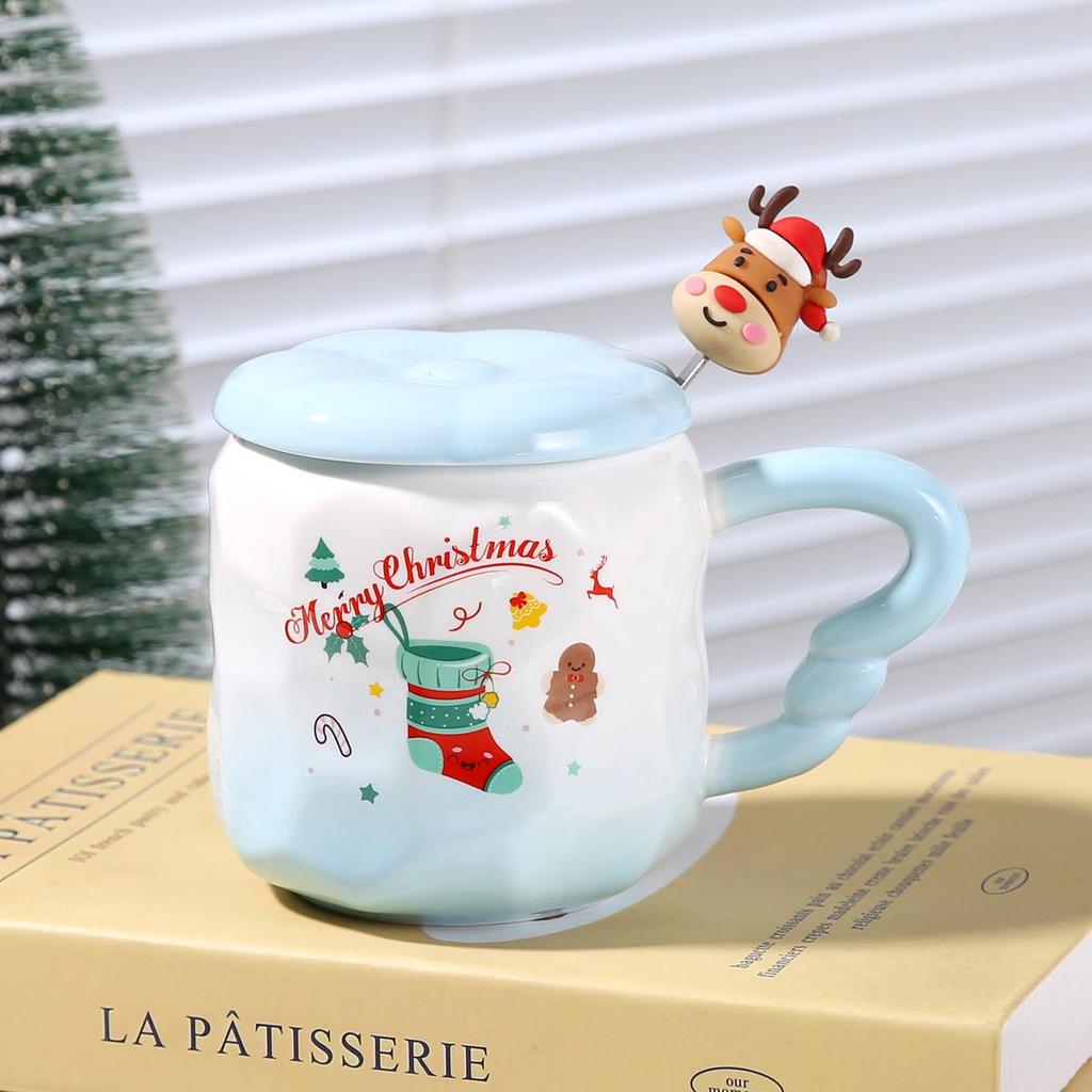 Cute Hand-Painted Santa Claus Ceramic Cartoon Mug Souvenir