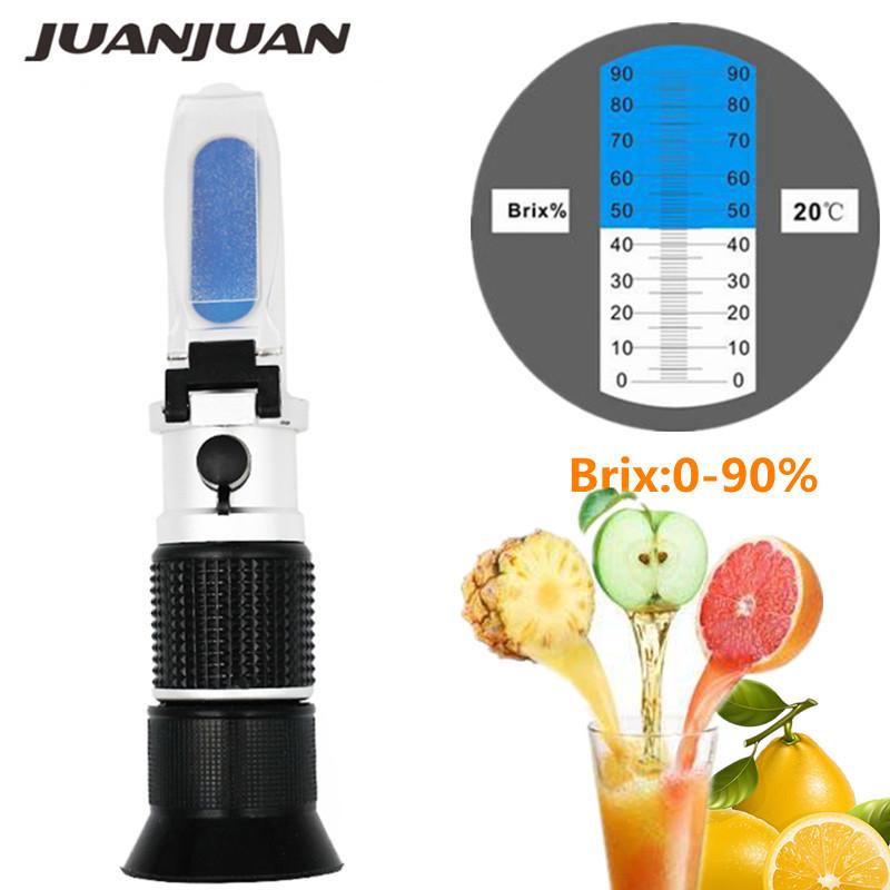 Refractometer All kinds Brix Alcohol Salinity Handheld Refractometer Wine Beer Sugar Fruit Vegetables Juice with ATC
