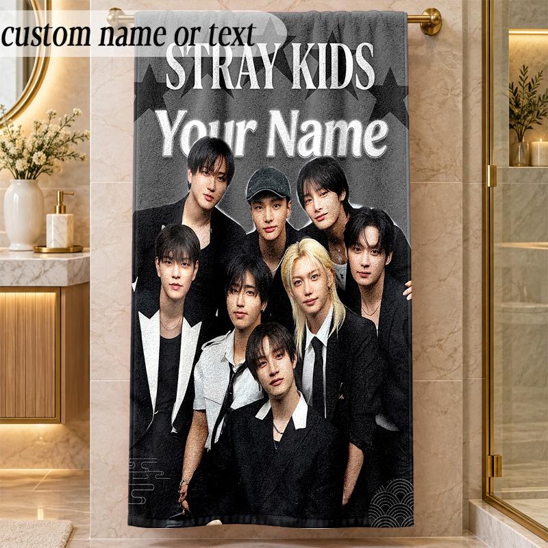Beach TowelStray Kids Custom Name Text Personalized Soft Towel for Beach Pool Indoor Home Decor Gift