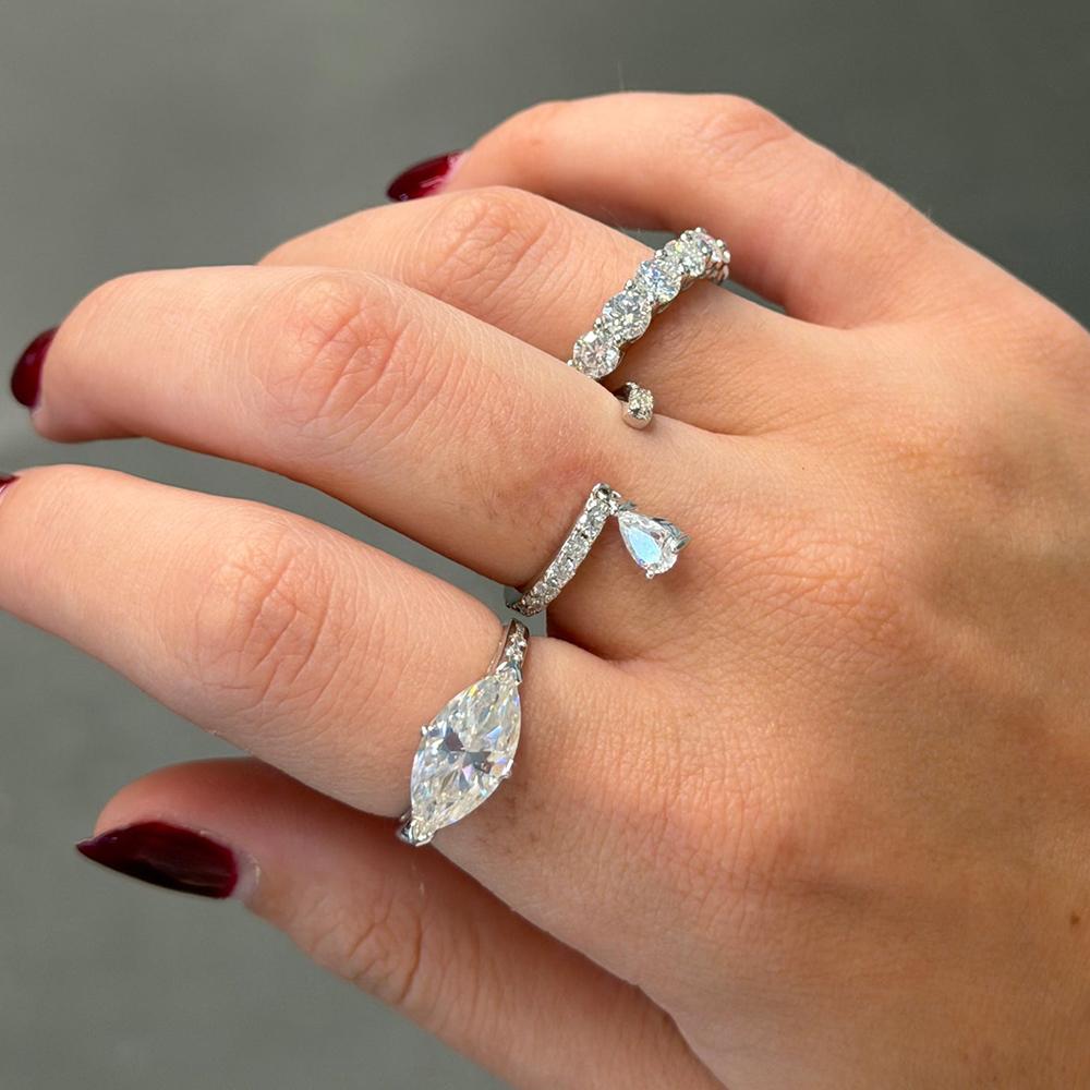 3 Carat Marquise Cut Moissanite Rings for Women CopperEast West Diamond Engagement Ring Wedding Bands Jewelry Gift