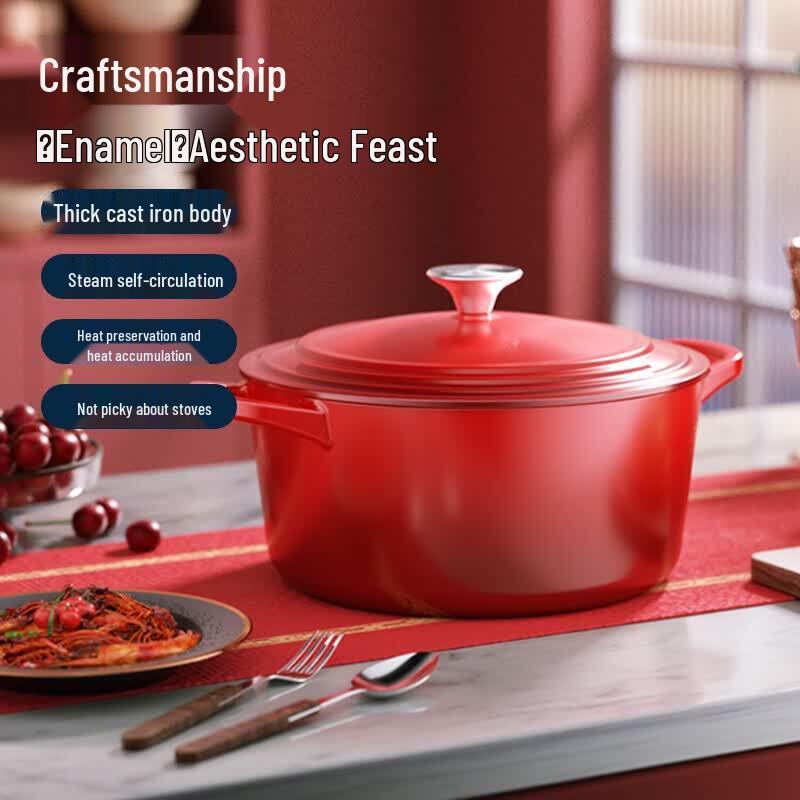 Macaiiroos 3L Cast Iron Enamel Stew Pot