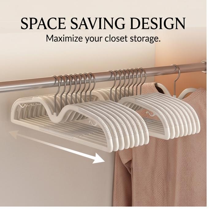 Rotatable Short-Neck Anti-Slip No-Trace Clothes Hangers, 10pcs Anti-Shoulder Mark for Home Closet & Laundry Storage Organizer